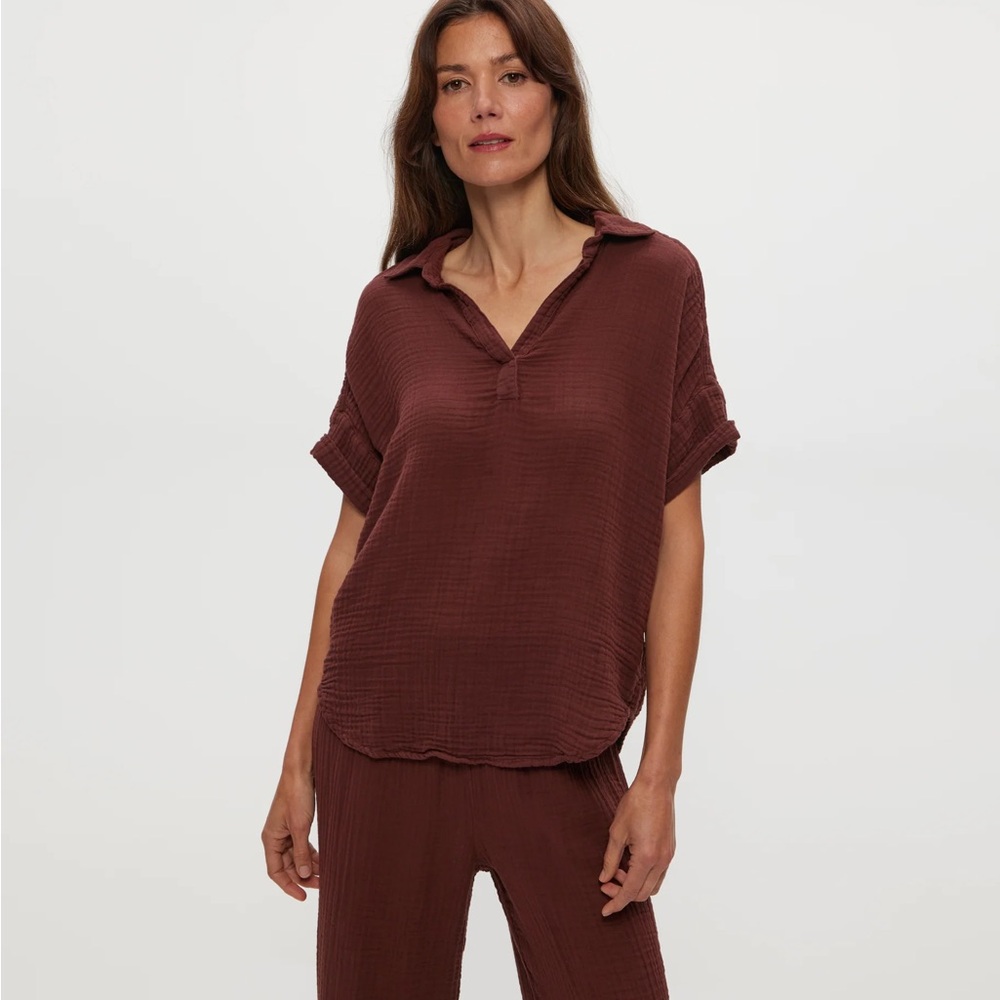 Michael Stars Women's Terracotta gauze Shirt